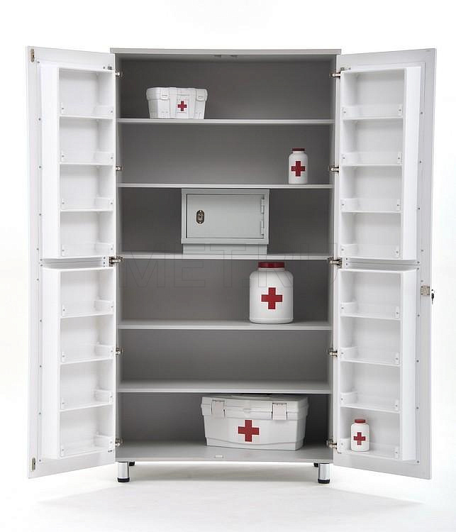 ША01-00 БЕЛЫЙ Шкаф для медикаментов, ячейка ЛДСП, 16 ячеек (1000*560*1910) MET