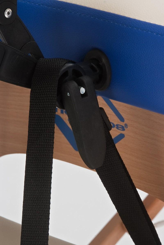 JF-AY01 Стол массажный переносной двухсекционный на деревянном каркасе, кремовый-синий