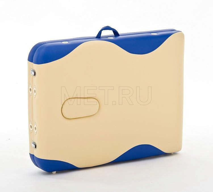 Med-Mos JF-AY 01 Складной массажный стол 2-х секционный деревянный, бежево-синий