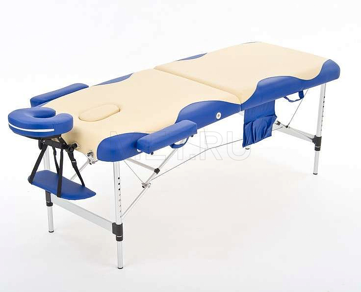 JFAL01А Стол массажный переносной 2-х секционный крем с синей волной от производителя