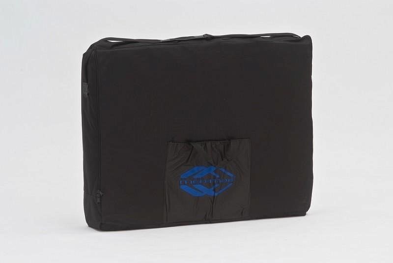 JF-AY01 Стол массажный переносной двухсекционный на деревянном каркасе, кремовый-синий MET