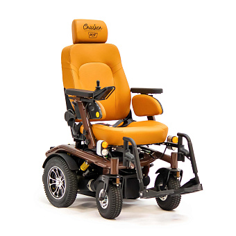 Кресло-коляска электрическая с сиденьем автомобильного типа коричневого цвета