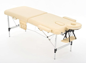Легкий двухсекционный массажный стол на алюминиевом каркасе, кремовый