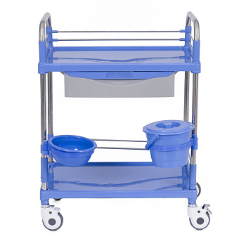 Стол манипуляционный двухполочный с тазом и ведерком на кронштейнах