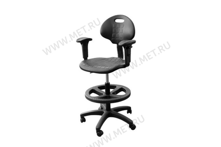 КР11-В Кресло с подлокотником каркас пластик черный/сиденье полиуретан черный от производителя