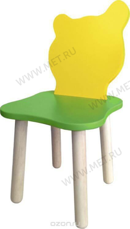 Зелено-желтый Детский стульчик для педиатрических ЛПУ и дошкольных учреждений, каркас - массив берёзы от производителя