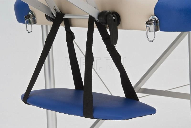 Med-Mos JFAL01 Стол массажный переносной трёхсекционный алюминиевый, бежево-синий MET