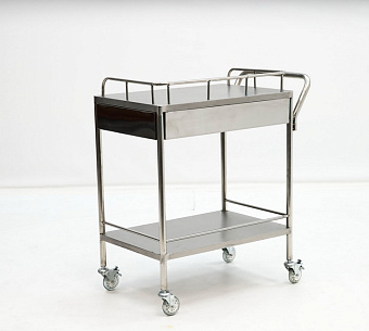 Столик манипуляционный из нержавеющей стали с полкой и ящиком