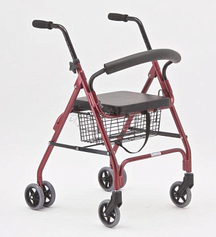 Роллатор с сиденьем, корзиной и двойными колёсами