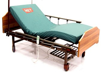 Кровать функциональная медицинская коричневая, спинки светлокоричневые