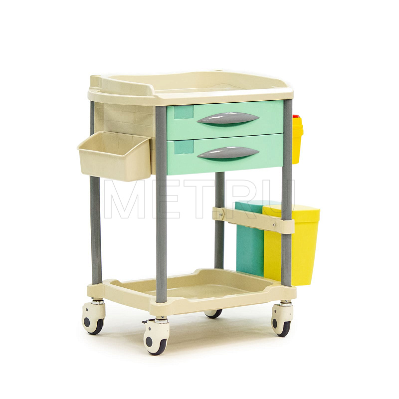 Столик манипуляционный медицинский с двумя ящиками  MET BLQ 008  Столик манипуляционный медицинский с двумя ящиками