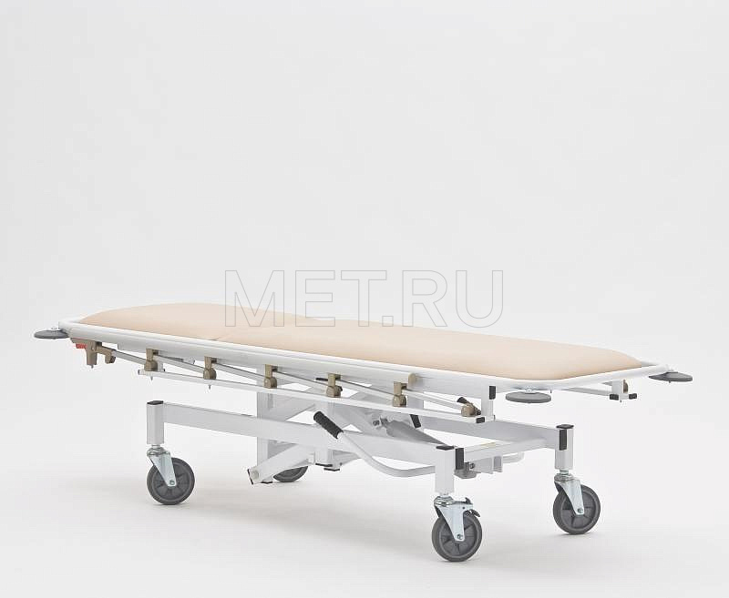КСМ -ТБВП-02 (бежевая) Тележка для перевозки больных  с гидроприводом, рентгенопрозрачная головная секция