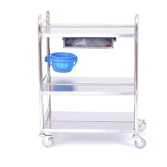 Столик манипуляционный из нержавеющей стали с тремя полками и ящиком