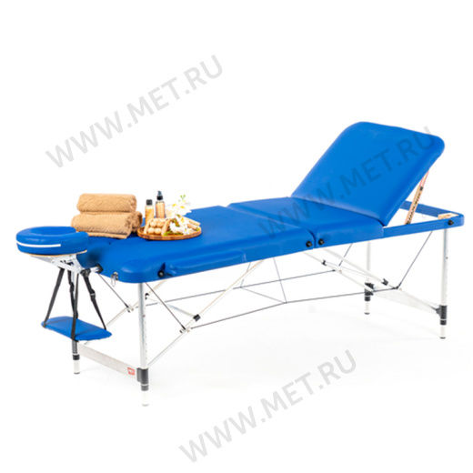 MET Comfort A3 Стол массажный алюминий, 3-х секционный, синий от производителя